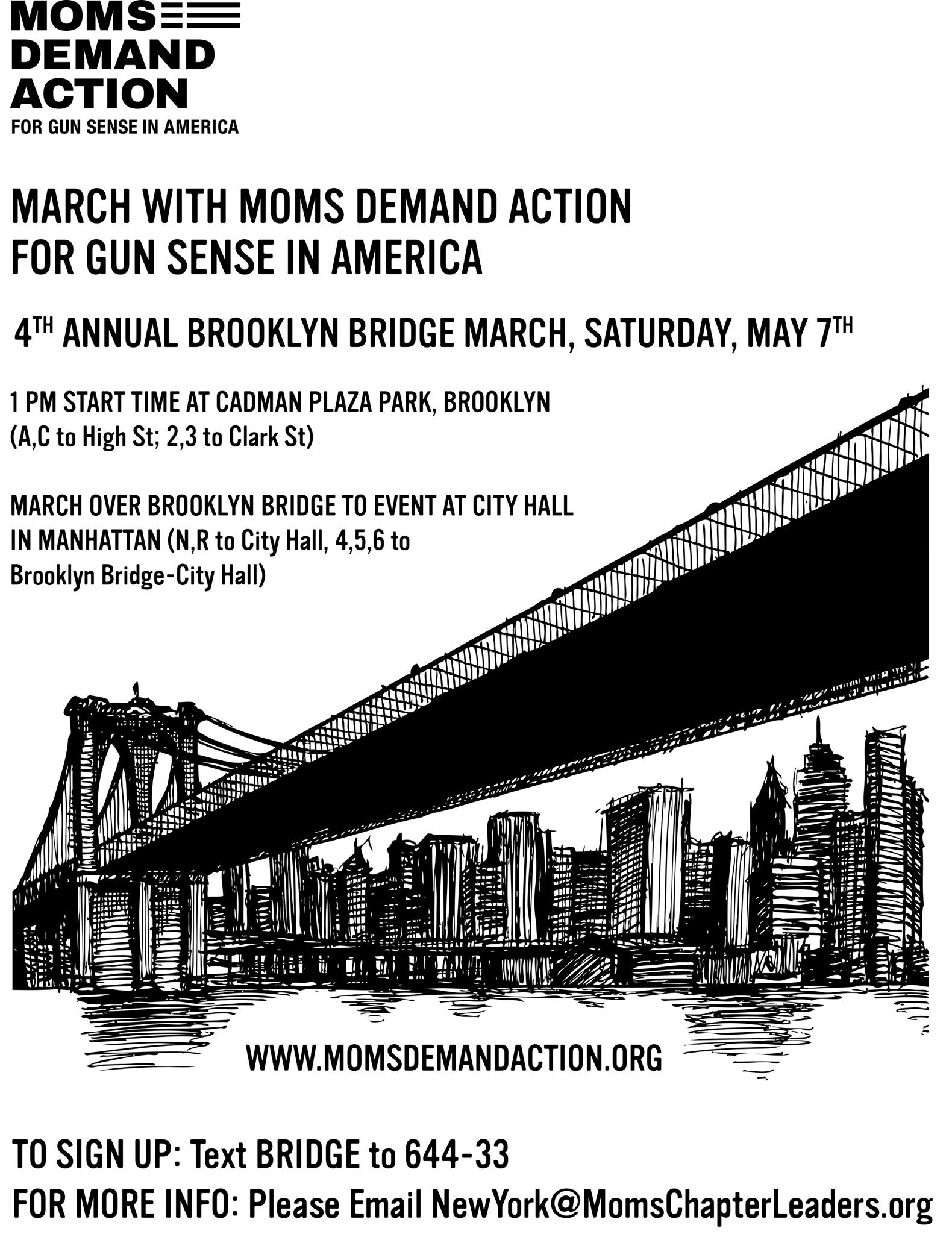Moms Demand Brooklyn Bridge March Flyer