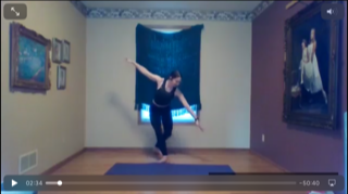 Hannah Flam leading a virtual barre class from her parents' home in Minnesota. 